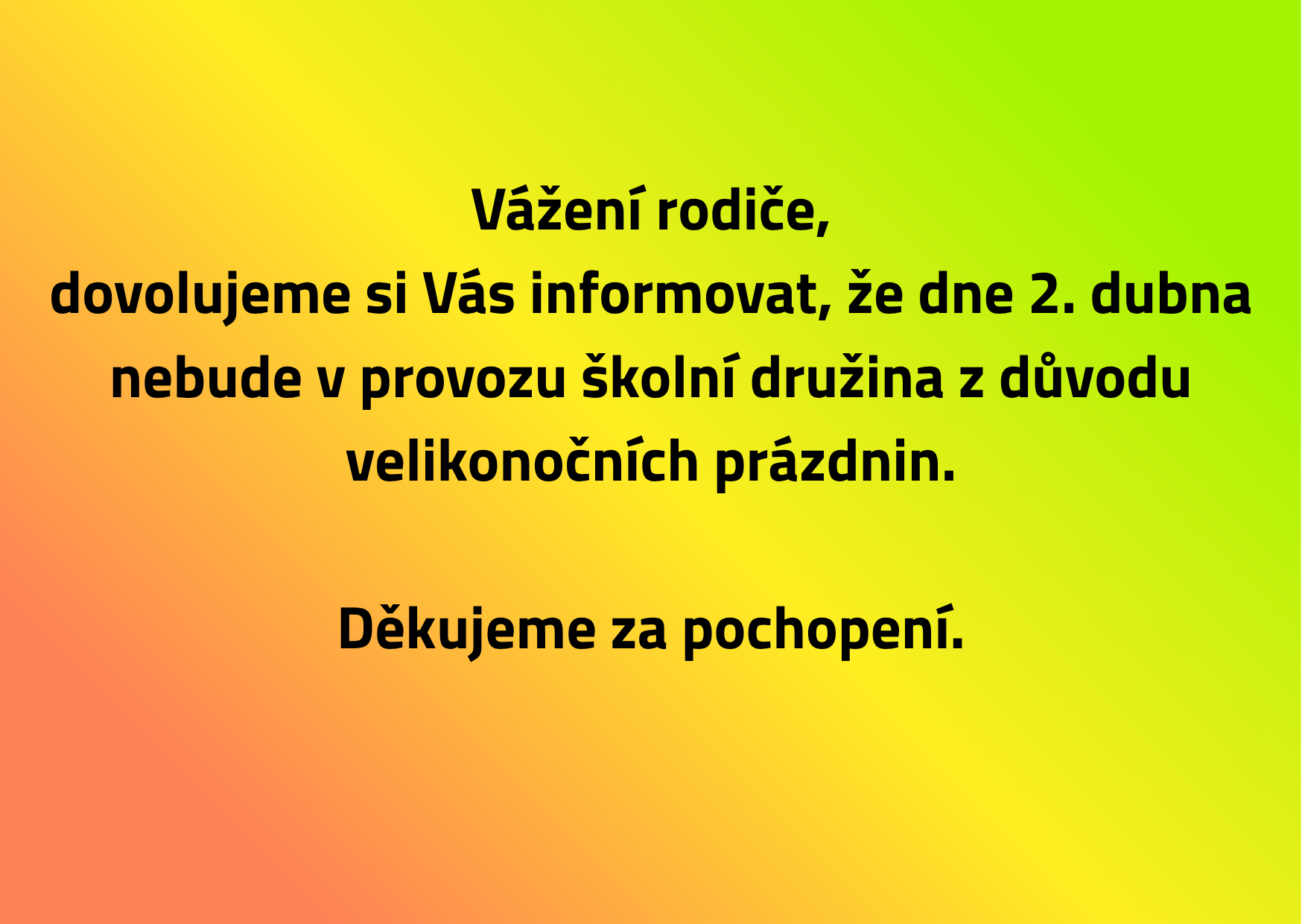 Provoz školní družiny